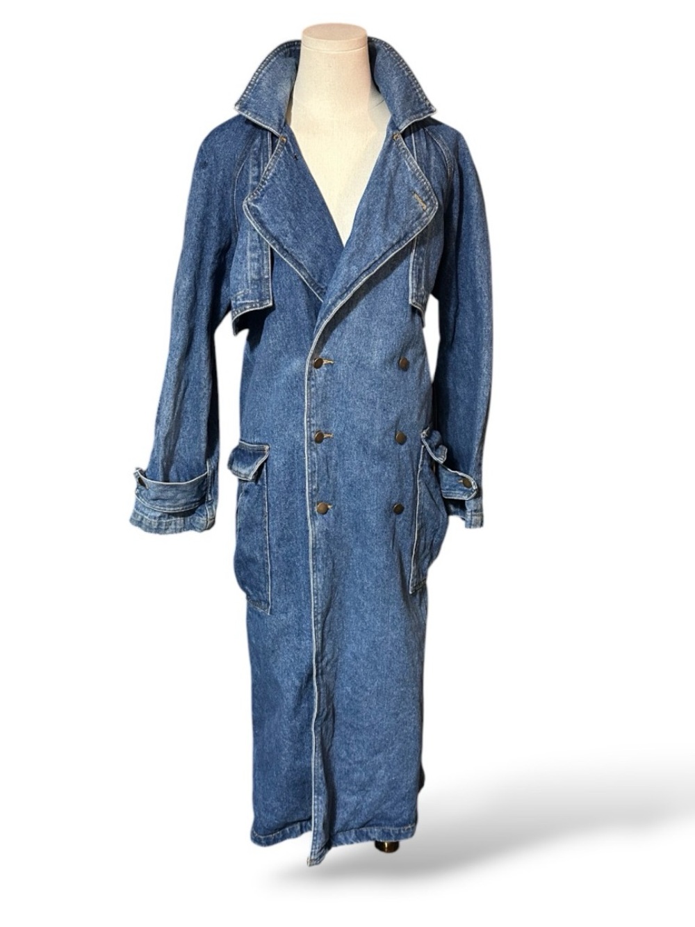 Vintage 80’s Avon Fashions Denim women's Double-Breasted Trench Coat size M